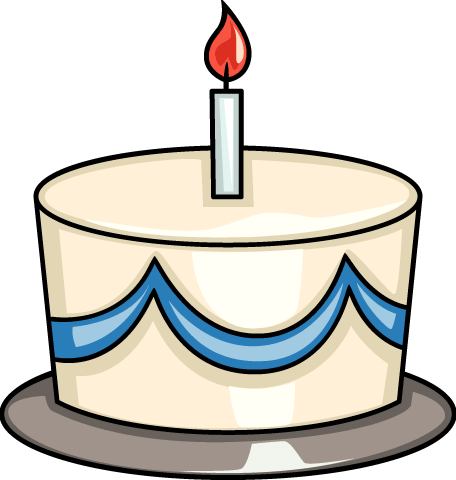 Birthday Cake - Birthday Cake With One Candle Clipart (456x480)