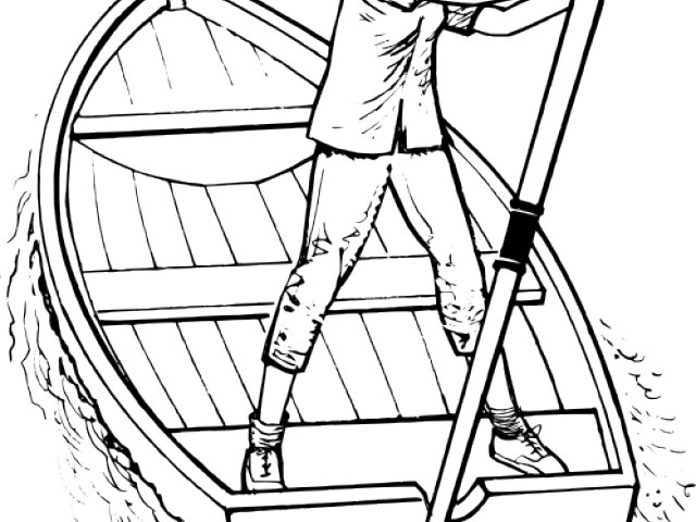Row Boat Clipart - Coloring Book (640x480)