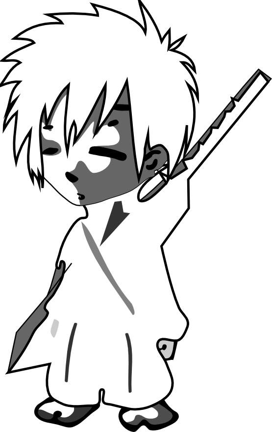 Dibujo Samurai Japan Black White Clipartist - Dessin De Samourai (999x1585)