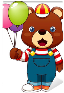 Illustration Of Teddy Bear With Balloons Wall Mural - Illustration (400x400)