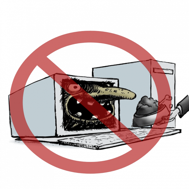 No Sign Over A Computer With A Scary Face - Internet Troll (620x620)