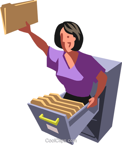 Businesswoman In A Filing Cabinet Royalty Free Vector - Illustration (405x480)