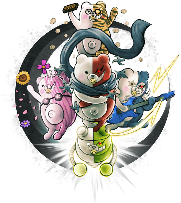The Monokumarz Monokubs Illustration - Danganronpa Killing Harmony Bears (640x720)
