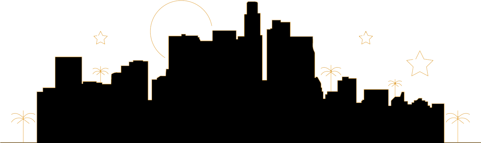 Skyline Clipart Broadway - Hollywood Skyline Silhouette (1608x479)
