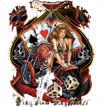 Biker Pinup Girl Motorcycle Chopper Custom Bike T-shirt (421x439)