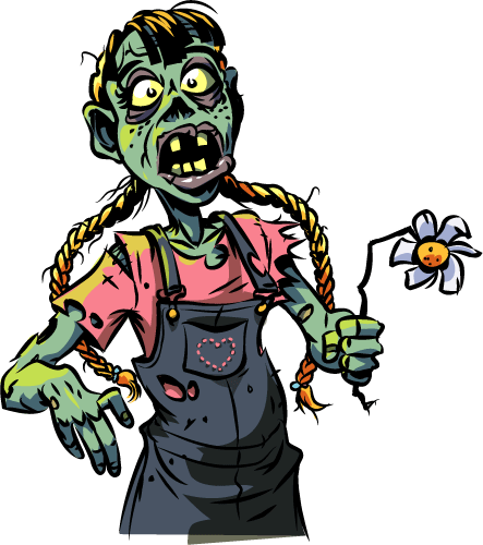 Zombie Girl - Cute Zombie Girl Cartoon (443x500)