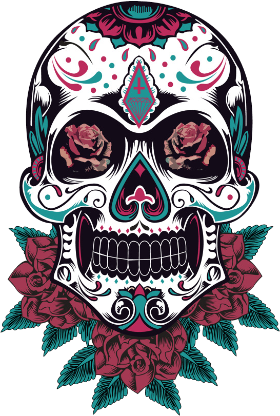 Tattoo Sugar Skulls, Sugar Skull Art, Mexican Tattoo, - Osmdecals - Sugar Skull Sticker Version 12 - Day Decal (670x818)