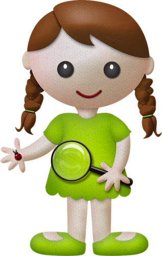 Brown Haired Girl With Ladybug - Clip Art (317x500)