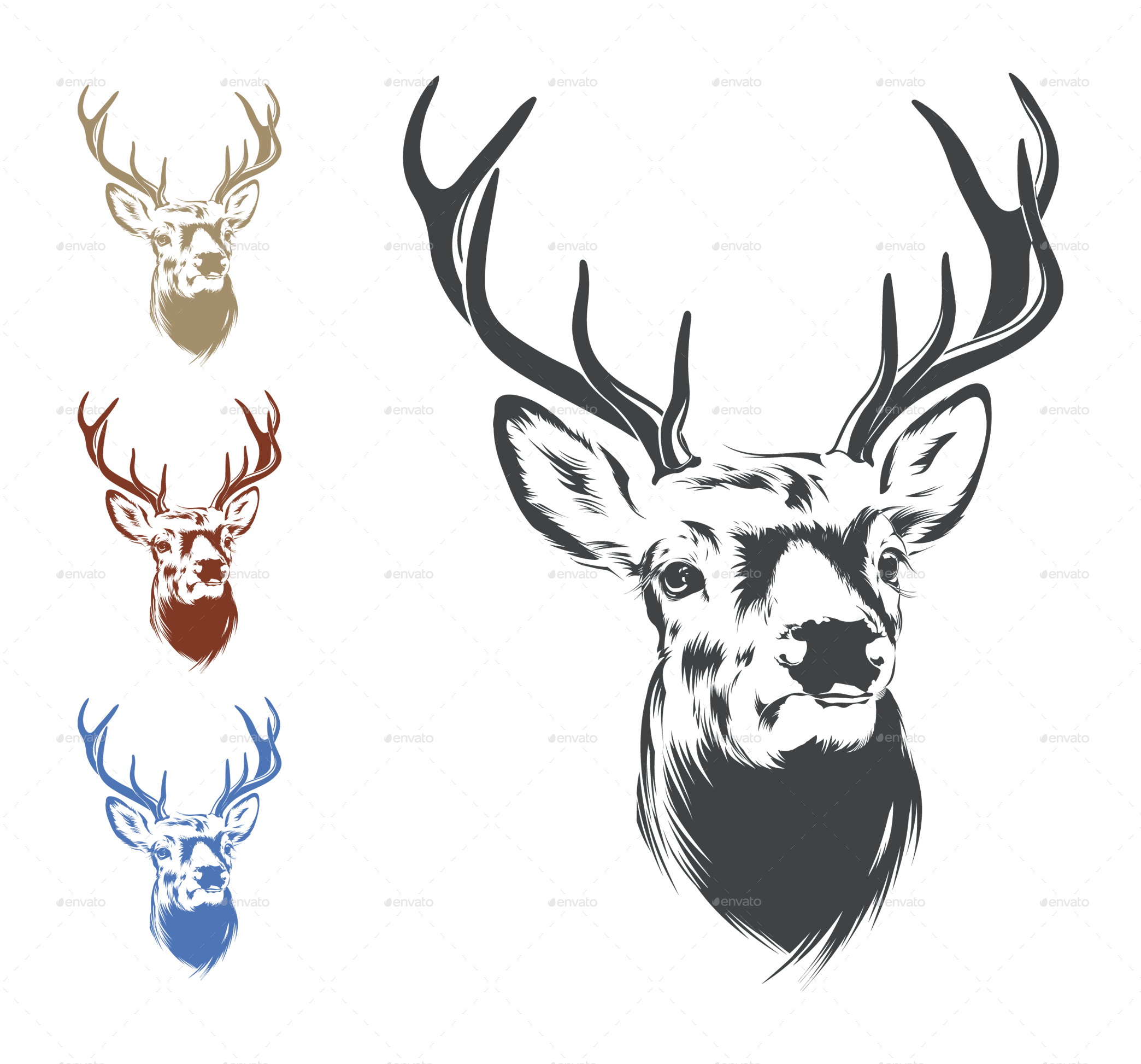 Deer Antler Illustration Download - Deer Head Vector (2088x1946)