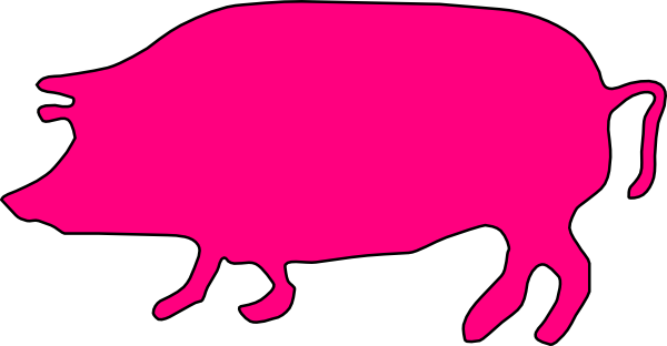 Pink Pig - Pig Silhouette Clip Art (600x312)