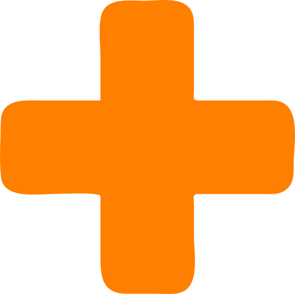 Add Button Clip Art - Orange Plus Sign Png (600x598)