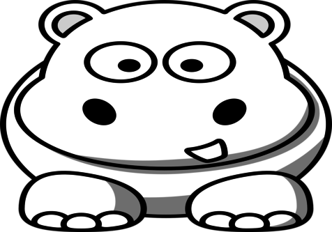 Word Clip Art Clipart Coloring Book Colouring - Cartoon Hippo (476x333)