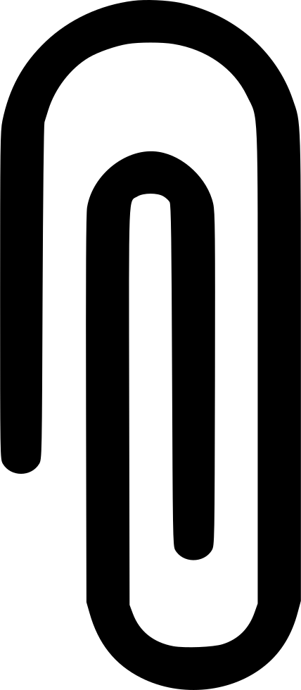 Attach Attachment Clinch Clip Paperclip Office Comments - Black-and-white (428x980)