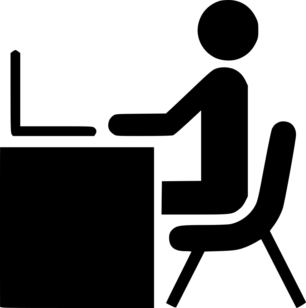 Man Desk Working Laptop Computer Office Work Person - Person At Desk Icon (980x986)