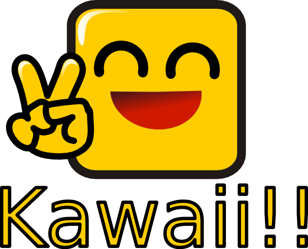 Kawaii Clip Art - Kawaii Peace Sign Face (600x484)