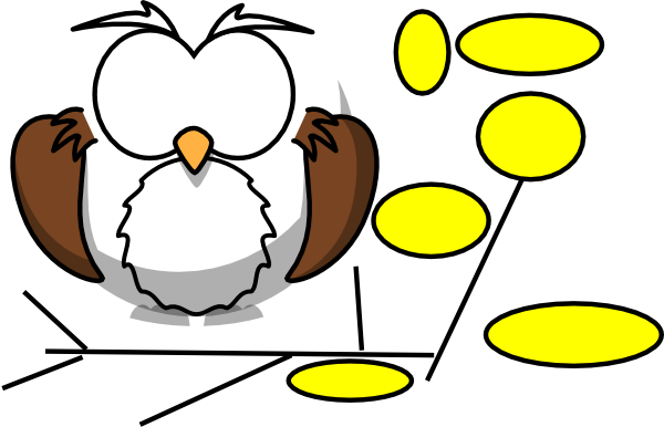 Uhu Clip Art At Clker - Cartoon Black And White Owl (600x386)