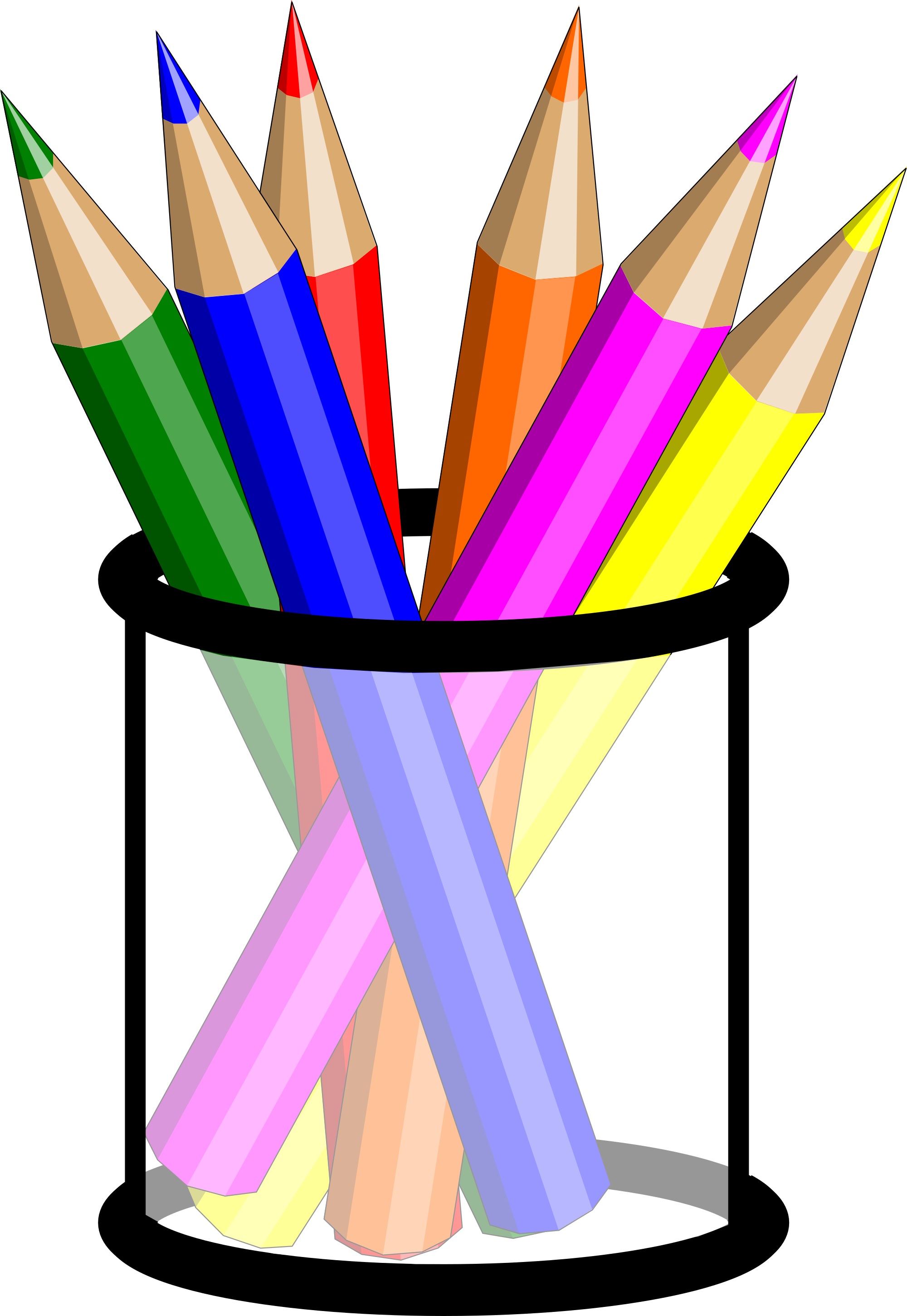 Pencils In A Cup Clipart - Colored Pencils Clipart Png (2000x2900)