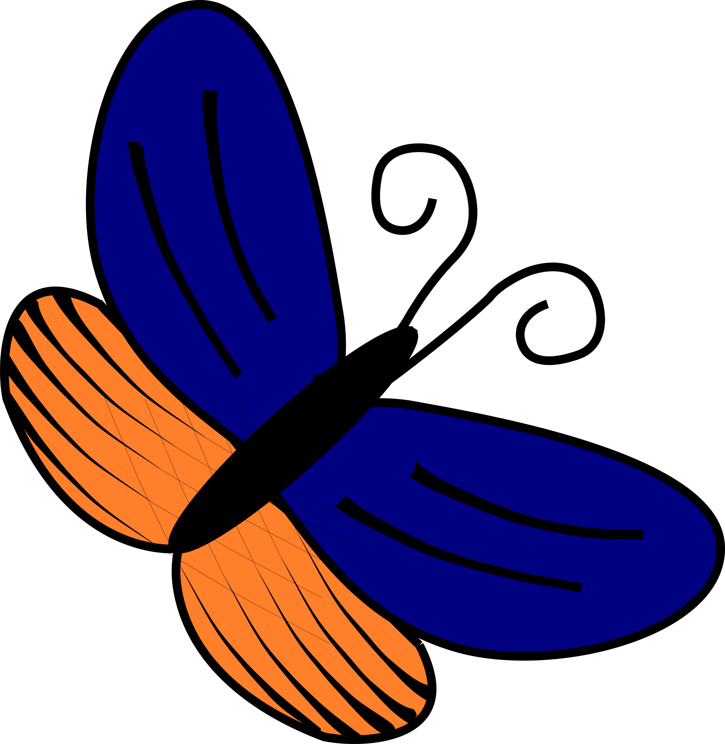 Blue And Orange Butterfly Clipart (2340x2400)
