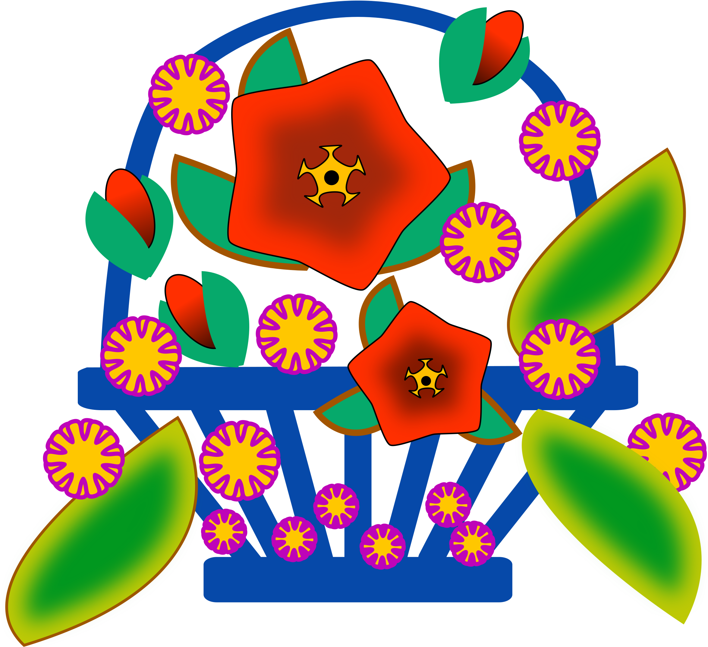 Big Image - Clipart Flowers In Basket (2400x2400)