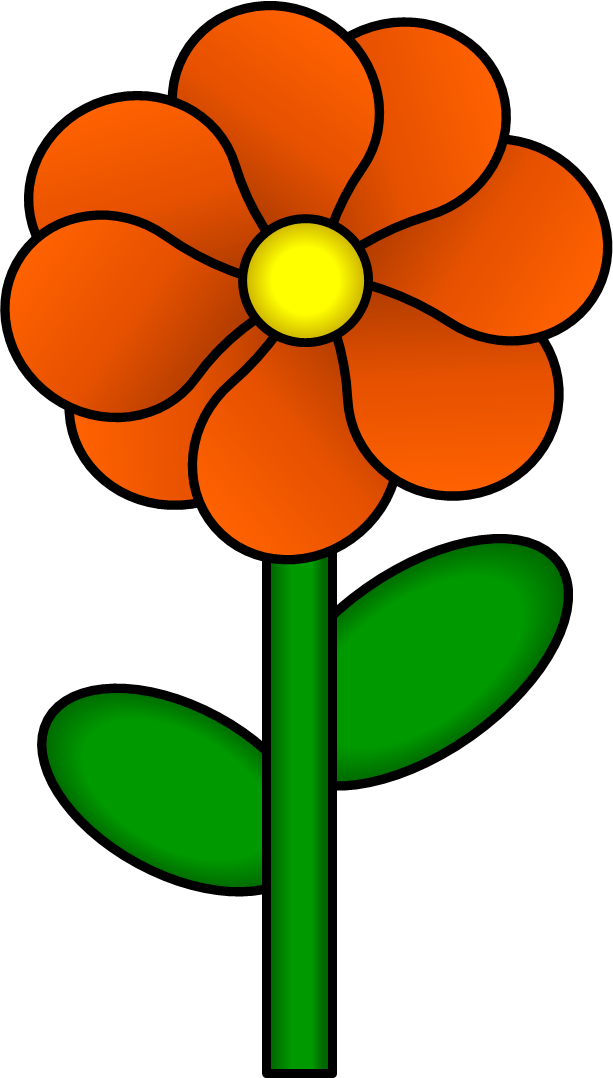 Orange Flower Clipart Flower Stem - Flower With Stem Clipart (613x1078)