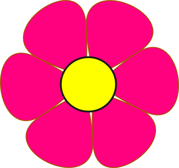 Pink And Yellow Flower Clip Art At Clker - Cute Flower Clipart Png (640x480)