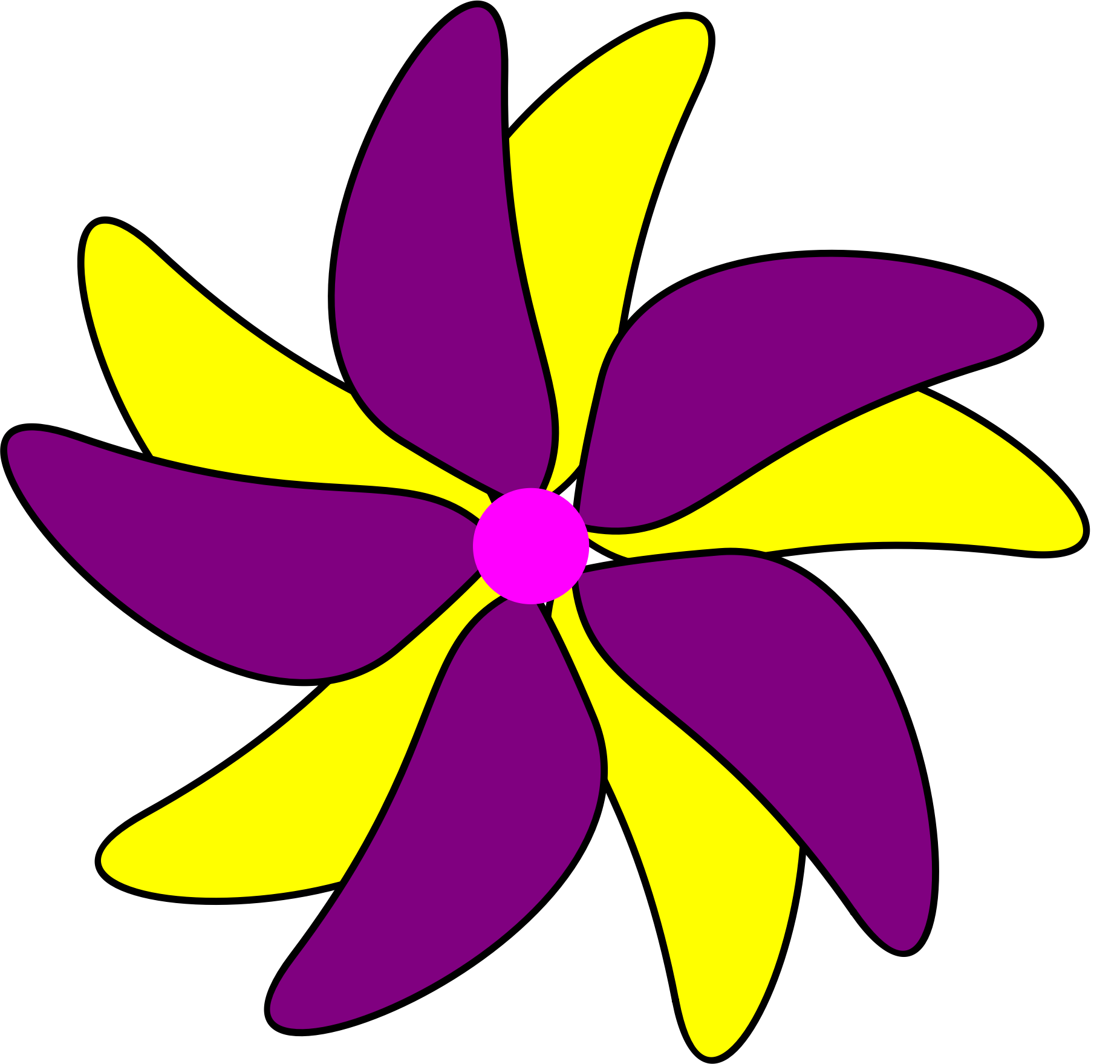 Big Image - Yellow And Purple Flower Clipart (1852x1759)