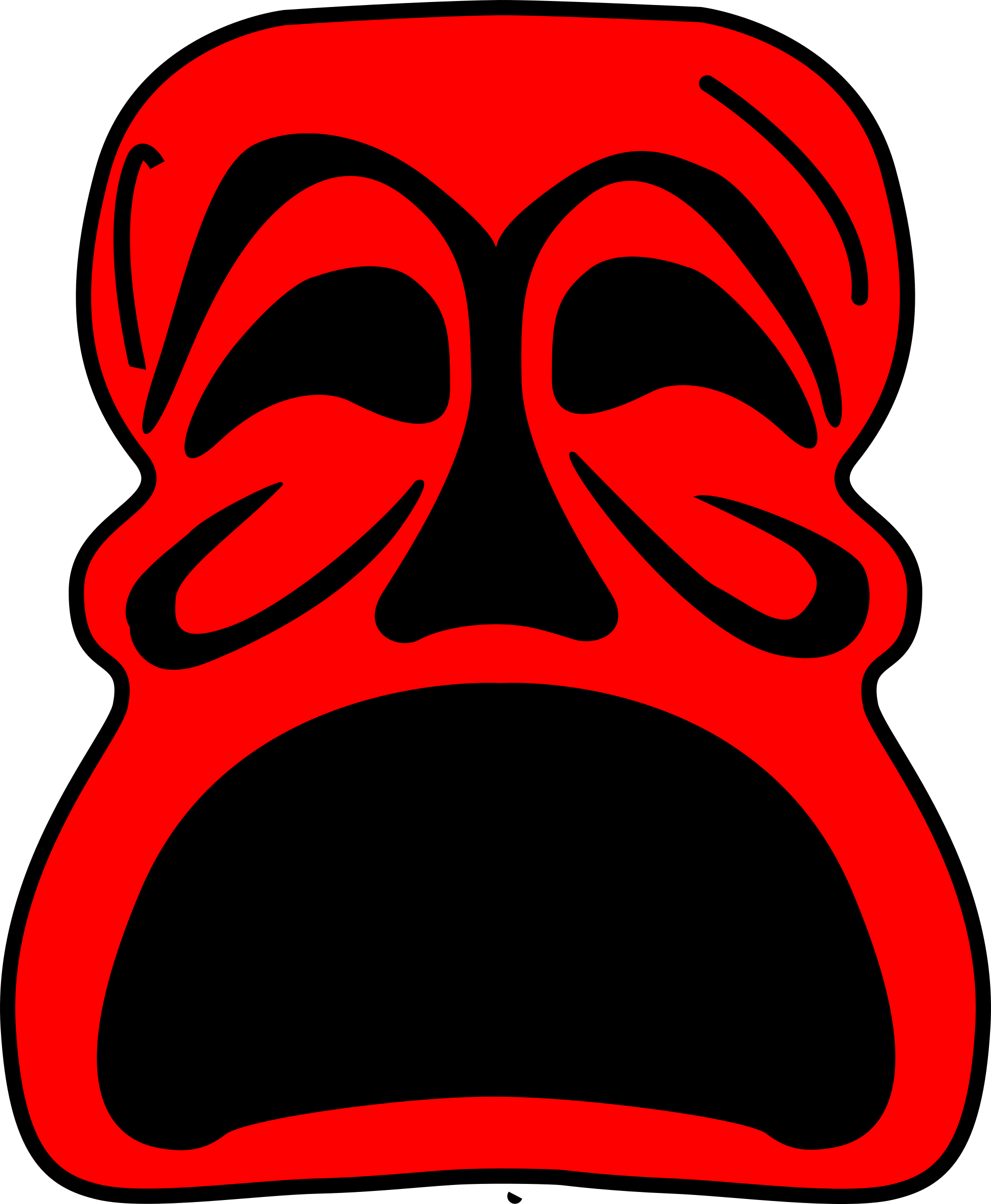 Loving Mask Clipart, Vector Clip Art Online, Royalty - Red Tribal Mask (1977x2400)