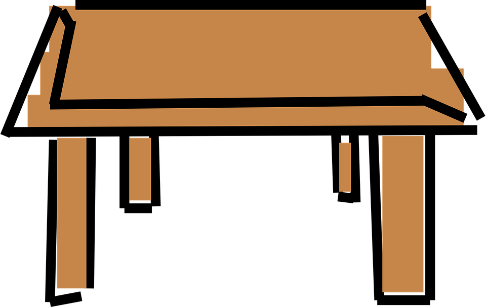 Desk Clipart Wood Furniture - Cartoon Desk (960x607)