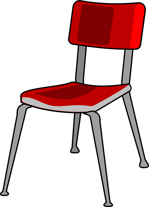 Chair Red Metal School Office - Chair Clipart (519x720)