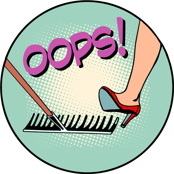 Illustration Of Female Leg Stepping On Rake With The - Step On Rake Cartoon (559x559)