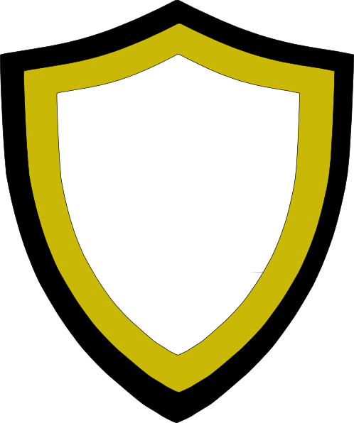 Balck And Yellow White Shield Clip Art - Yellow Black Shield Png (498x596)