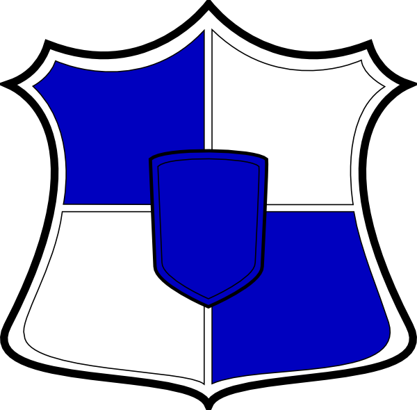 Shield Blue White Clip Art - Blue And White Shield Logo (600x590)