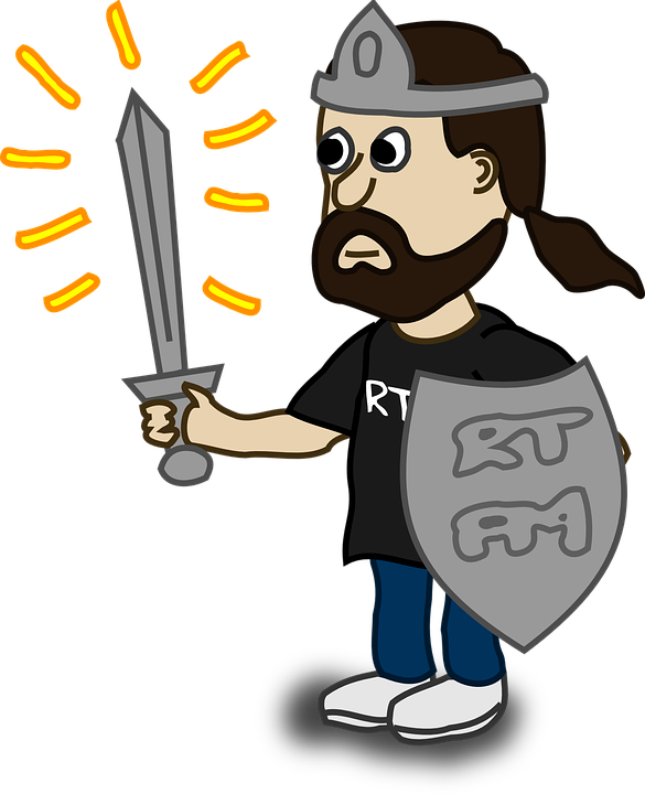 Man Character Person Shield Knight Weapon Fighter - Comic Characters (585x720)