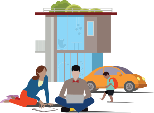 A Family On A Beach And A Monitor With Quicken - Quicken (500x368)