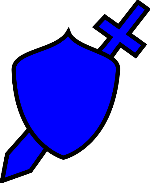 Royal Blue Sword And Shield Clip Art - Blue Sword And Shield (486x593)