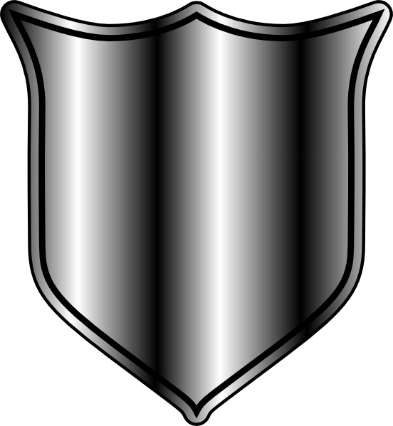 Shield Clip Art At Clker - Black And Gray Shield (552x599)