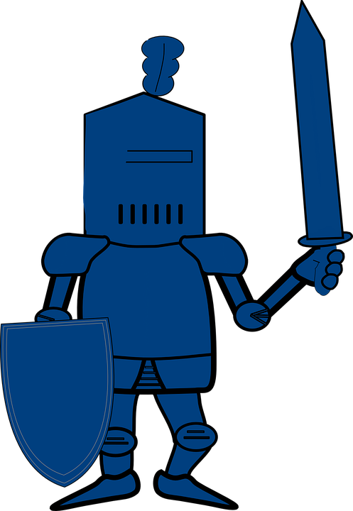 Knight Shield Sword Medieval Weapon Protection - Blue Knight Clipart (497x720)