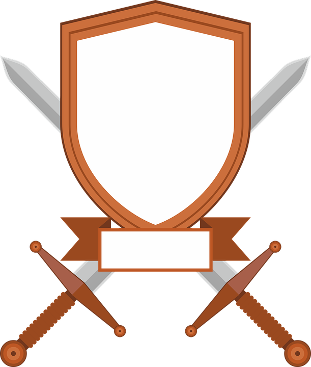 Coat Of Arms Banner Shield Harnisch Swords - Escudo Com Espada Png (611x720)