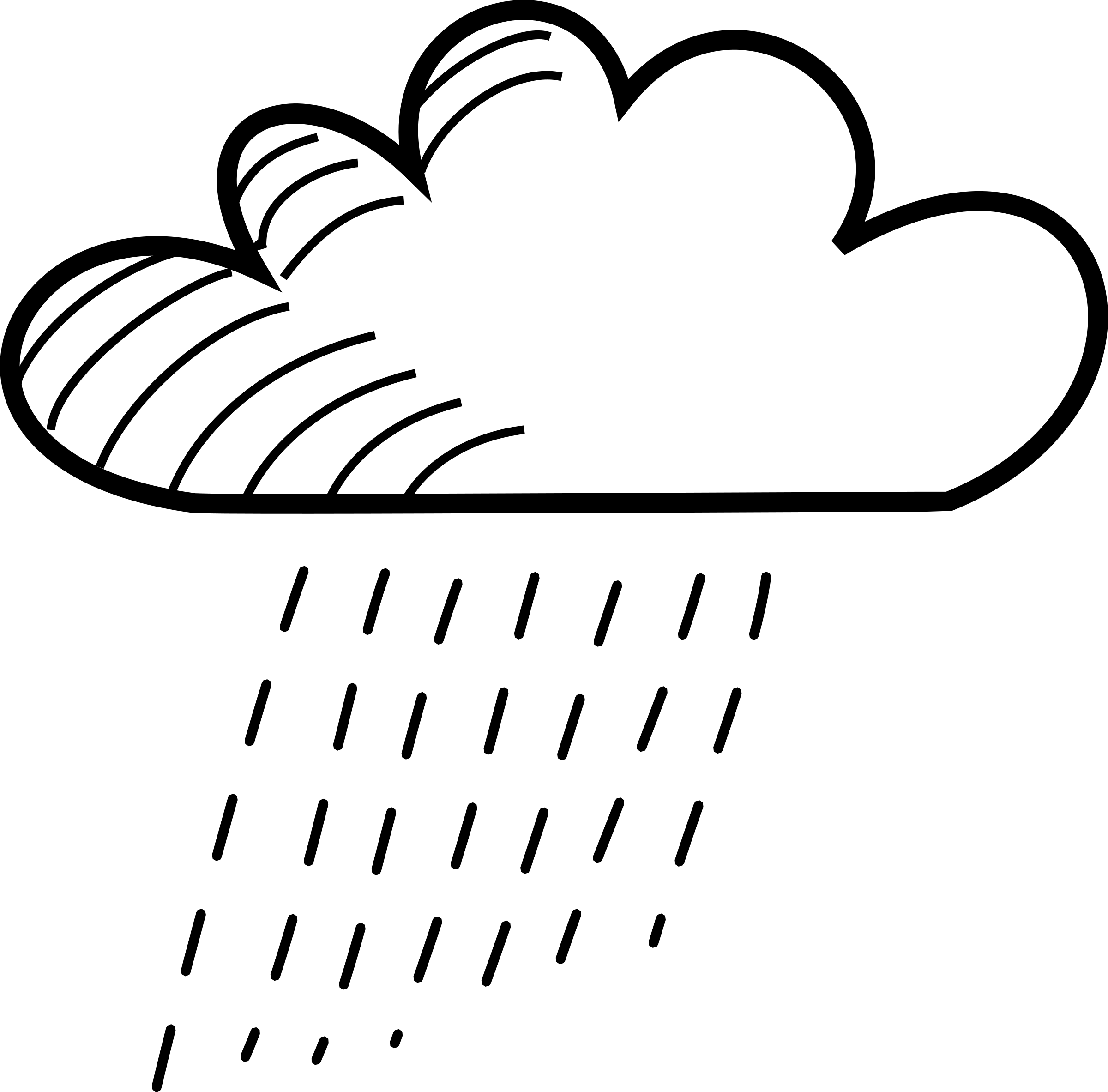 Stick Figure Cloud - Drawing Of Rainy Clouds (2400x2365)