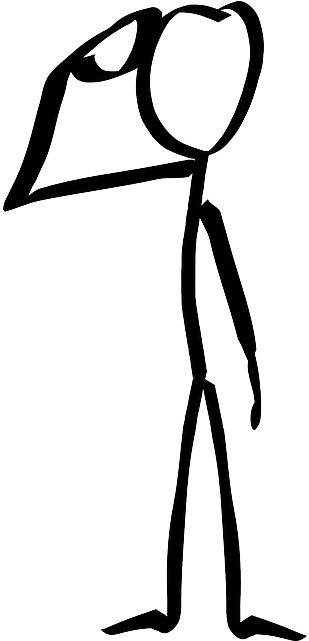 Man Clipart Thinking Stick - Military Salute Clip Art (320x640)