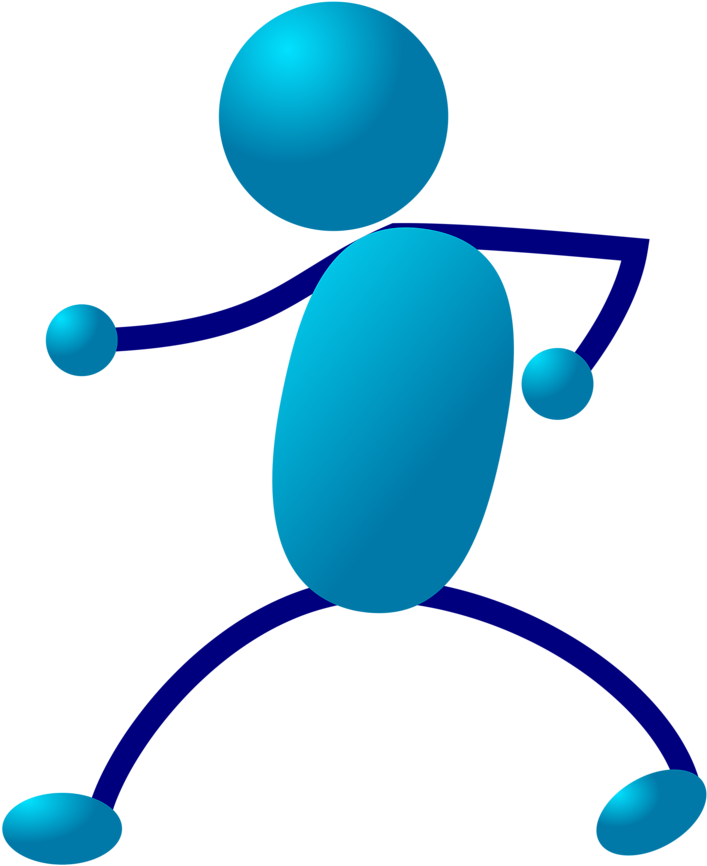 Stick Figure Stickman Walk Karate Man Punch Blue - Stick People Clip Art (612x750)
