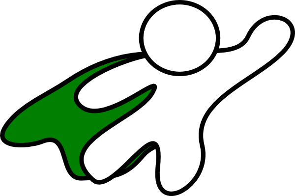 Flying - Cape - Clipart - Super Hero With Green Cape (600x399)