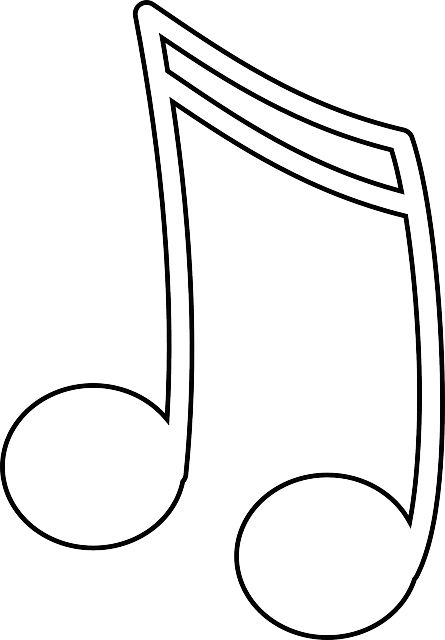 Music, Two, Note, Outline, Recreation, Double, Musical - Music Notes Clip Art (445x640)