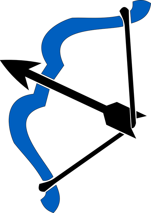 Bow, Arrow, Shaft, Bolt, Weapon, Sport - Blue Bow And Arrow Clip Art (512x720)