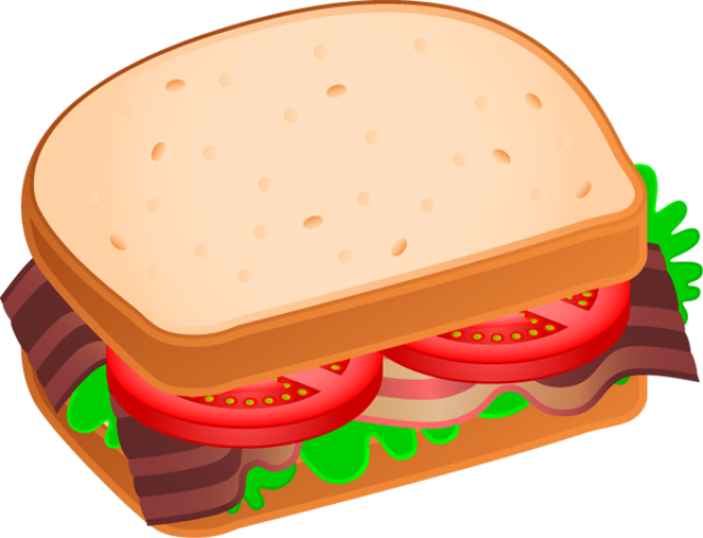 Sandwiches Cliparts - Bacon Lettuce Tomato Clipart (640x490)
