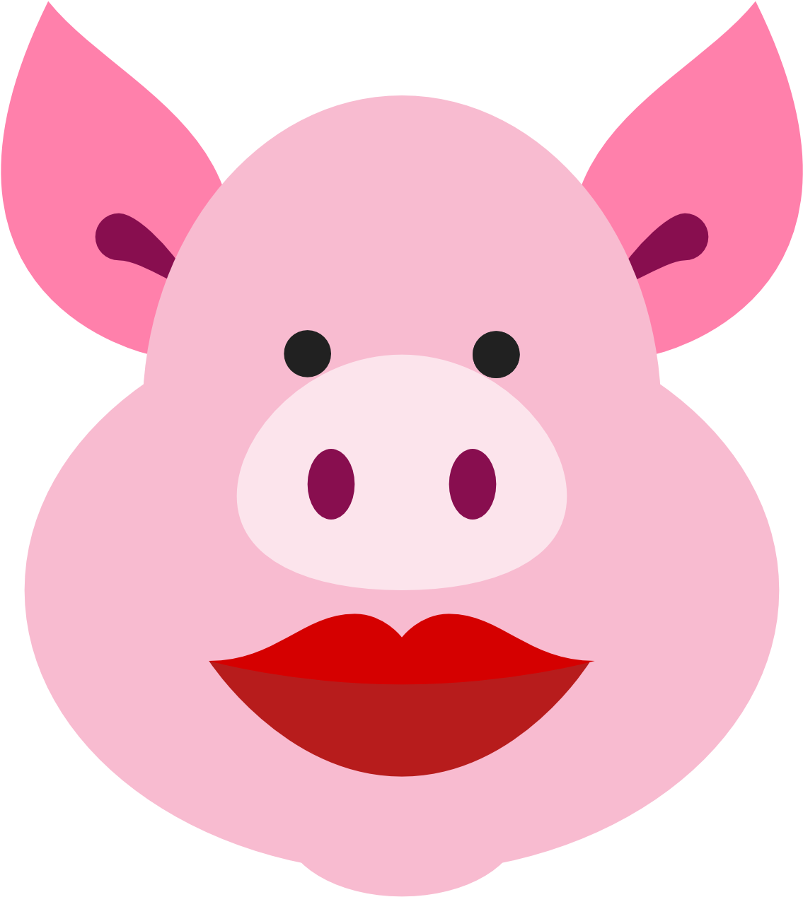 Pig With Lipstick Icon Free - Illustration (1600x1600)