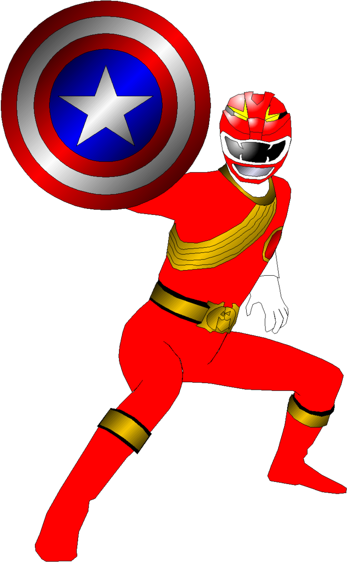 Wild Force Red With Captain America Shield By Rangeranime - Captain America (721x1109)