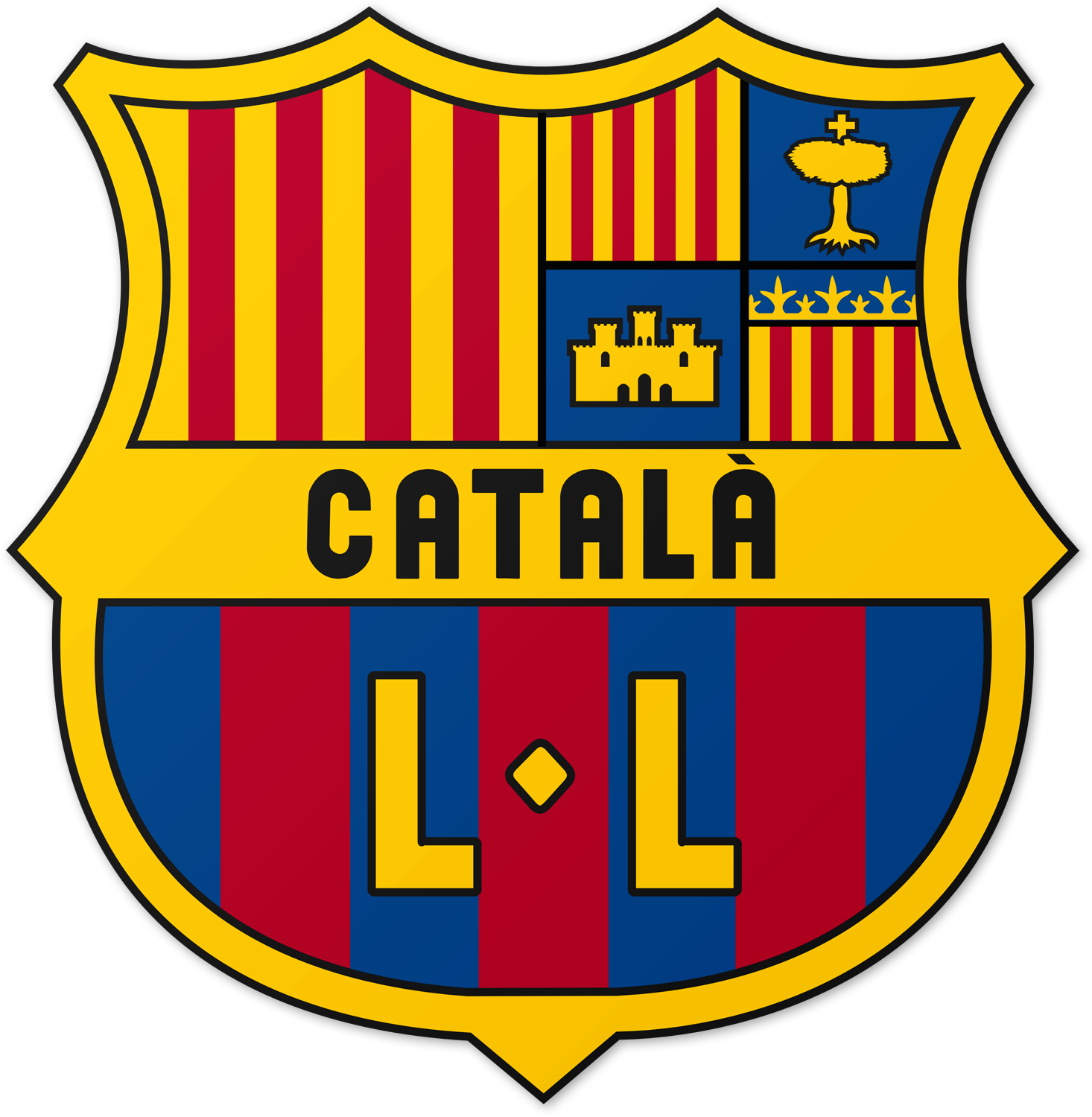 I Put This Logo Together For The Catalan Language - Catalonia And Barca Logo (1466x1500)