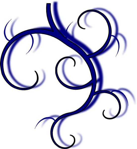 Navy Swirl Clip Art At Clker - Adorno Azul (552x600)