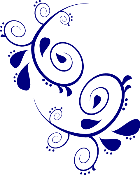 Navy Paisley Scroll Clip Art - Navy Blue Clip Art (480x600)